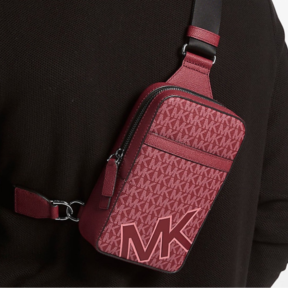 Michael Kors Cooper Medium KORS Logo Sling Pack NWT red /cherry